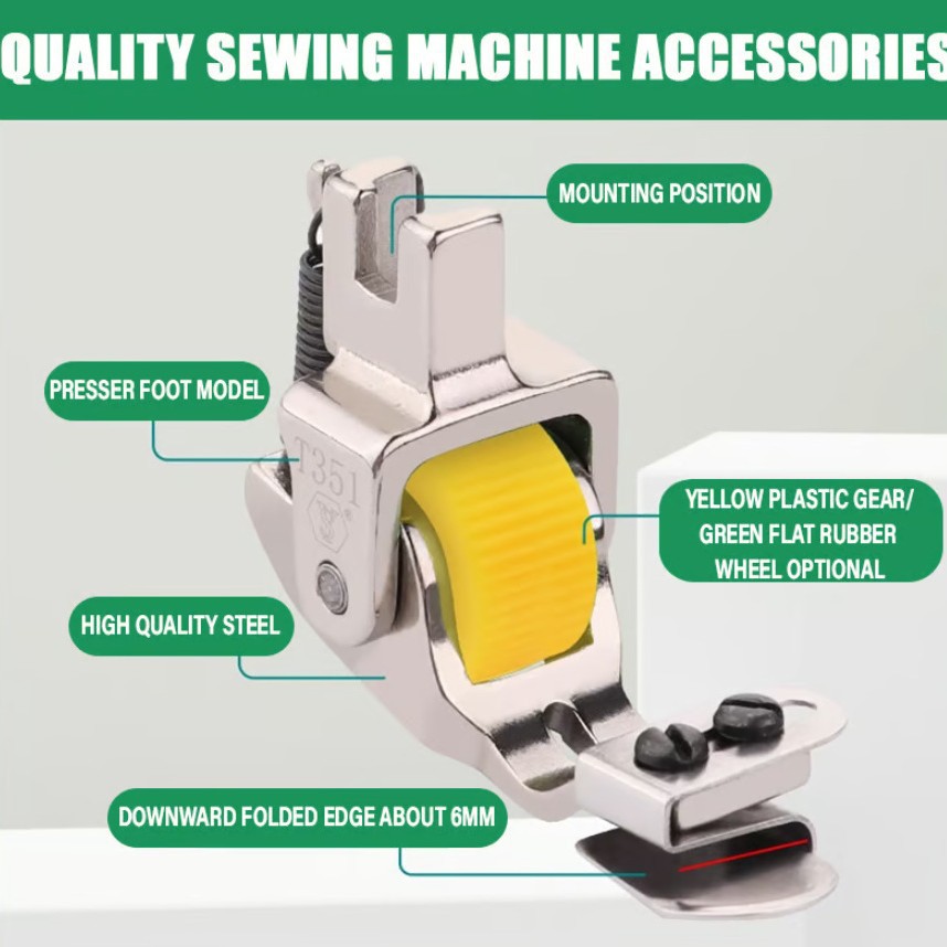 Versatile Adjustable Rolled Hemmer Presser Foot sewing Specification drawing