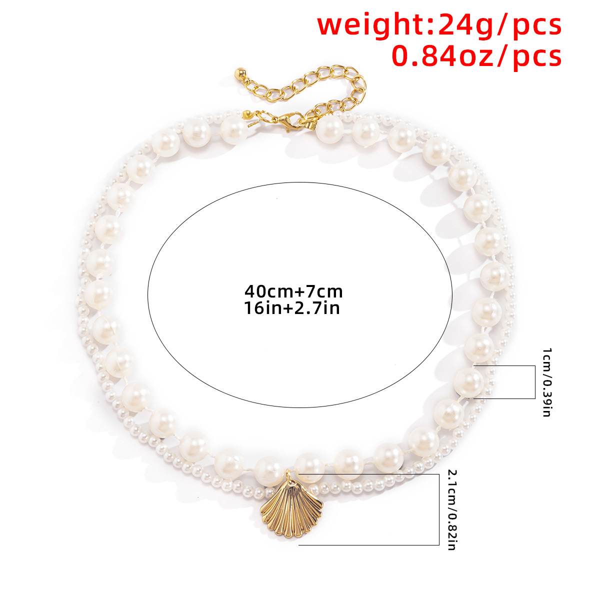 A double-layered imitation pearl necklace in the style of European and American countryside, with a female ethnic style, featuring stacked shell round bead chains and necklaces Application Scenario