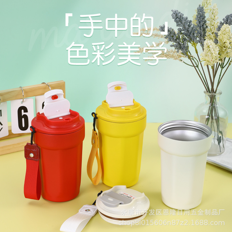 316 stainless steel octagonal coffee cups, double-layer vacuum insulated cups, outdoor portable handles, and casual cups as gifts Specification drawing