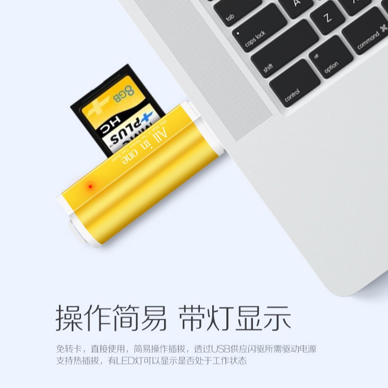 Wholesale of four-in-one multi-functional usb2.0 card reader tf multi-in-one sd card mini aluminum alloy card reader details Picture