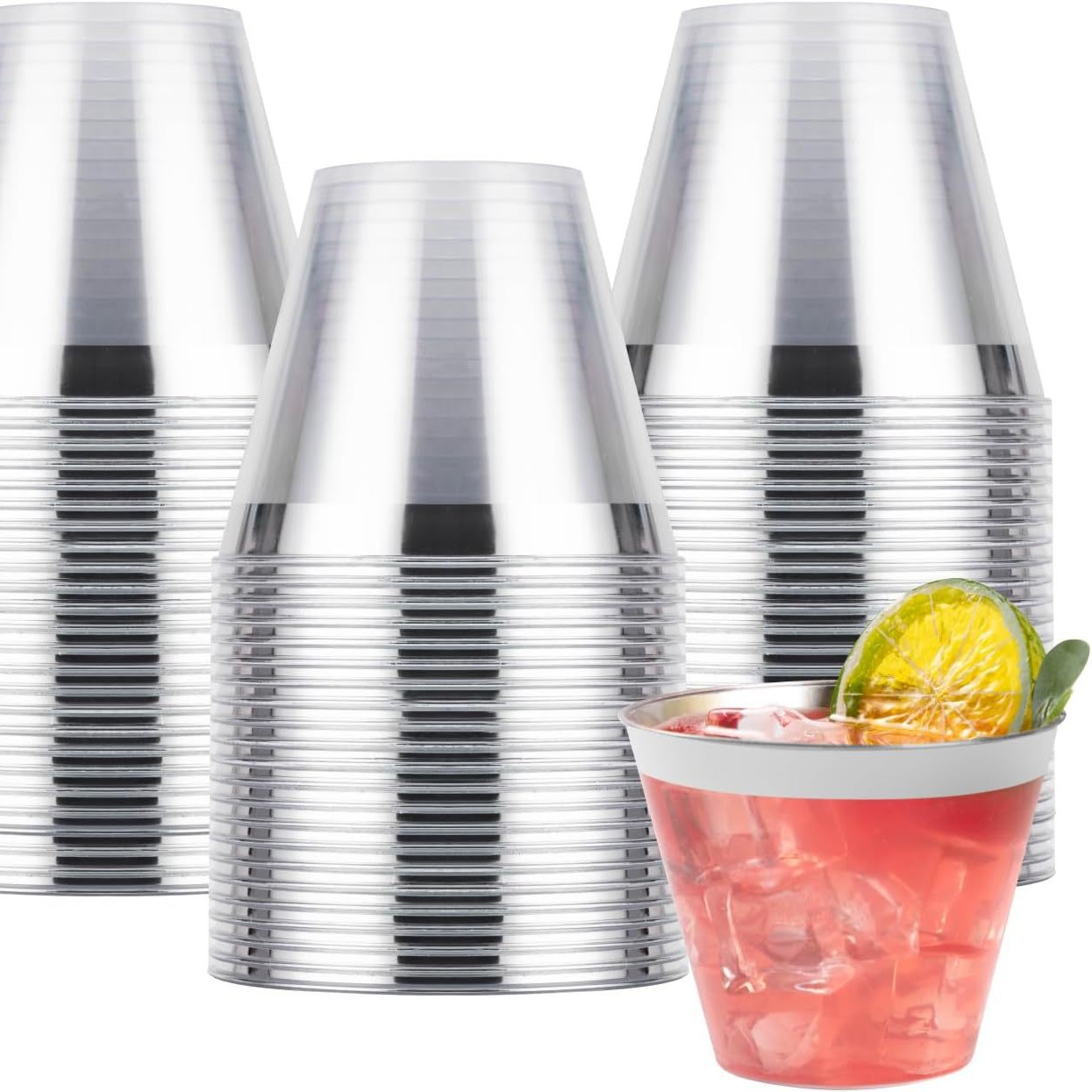 Wholesale 9-ounce transparent champagne glasses are suitable for parties, weddings, disposable champagne glasses and plastic cocktail glasses Item Picture