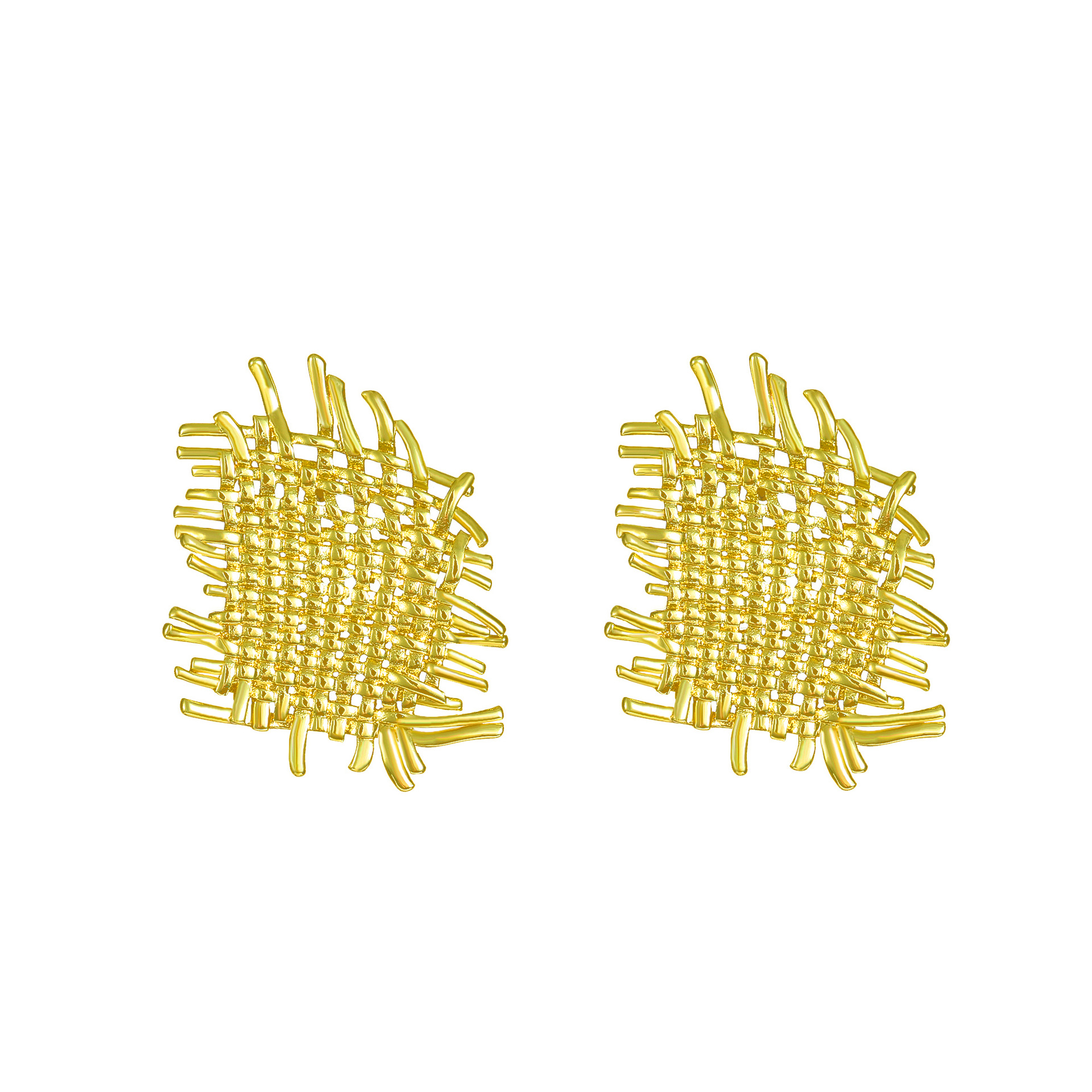 European and American ins irregular woven earrings, French light luxury and niche design, mesh stud earrings, retro internet-famous earrings Item Picture