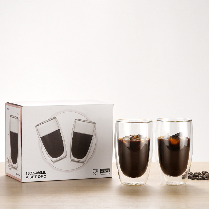 Wholesale of cross-border double-layer insulated coffee cups, household drinking cups, Amazon egg-shaped glass cup sets details Picture