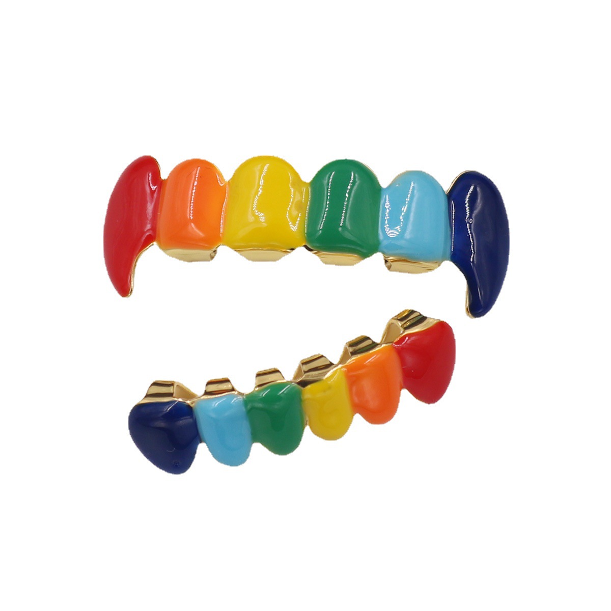 The trendy and fashionable items in Europe and America are buying hip-hop colorful oil drip Wolf tooth Hip-hop nightclub trendsetters Halloween stage props full figure
