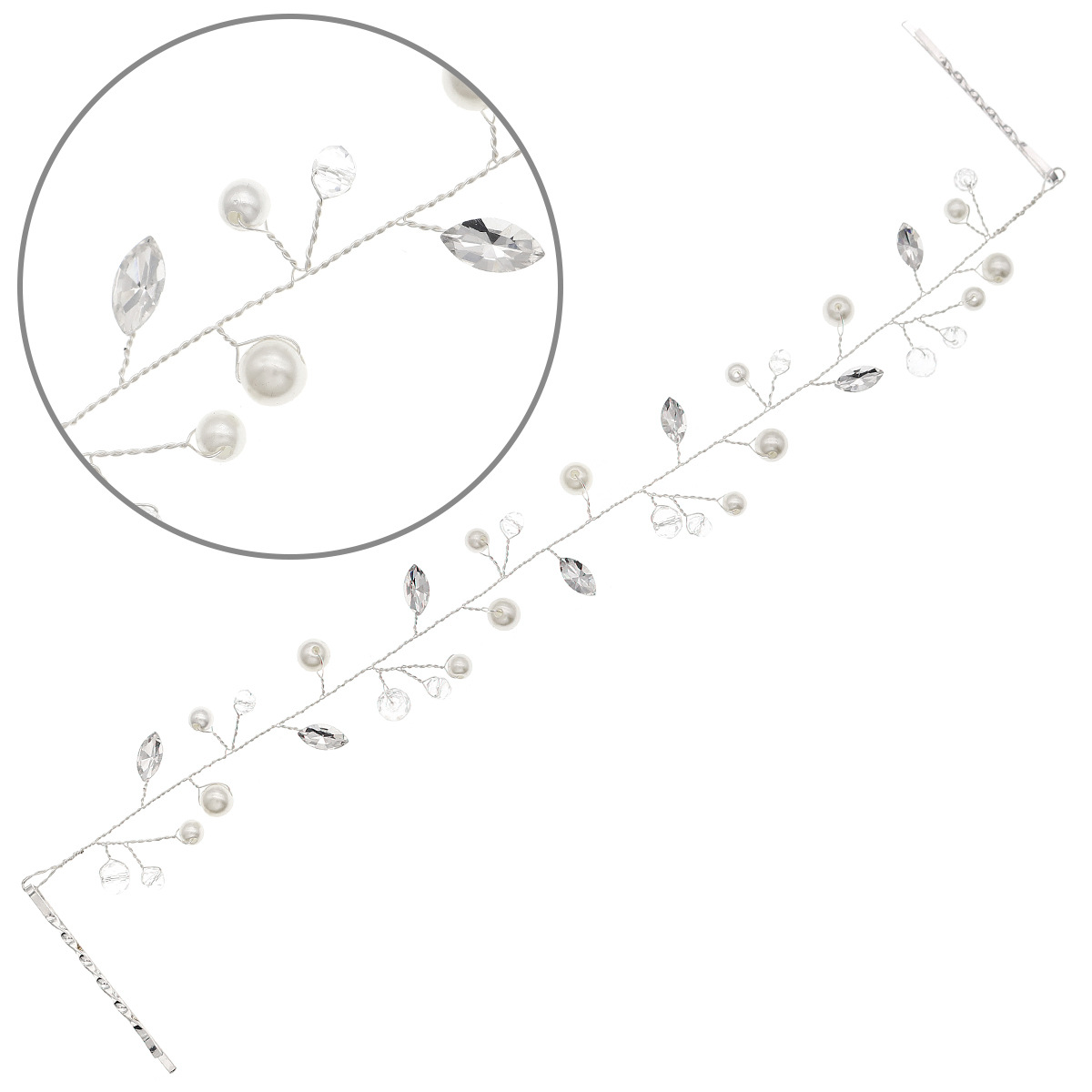 Wholesale of European and American bride headwear: simple crystal pearl hair bands, rhinestone hair bands, wedding and dance party updo, handcrafted hair bands Item Picture