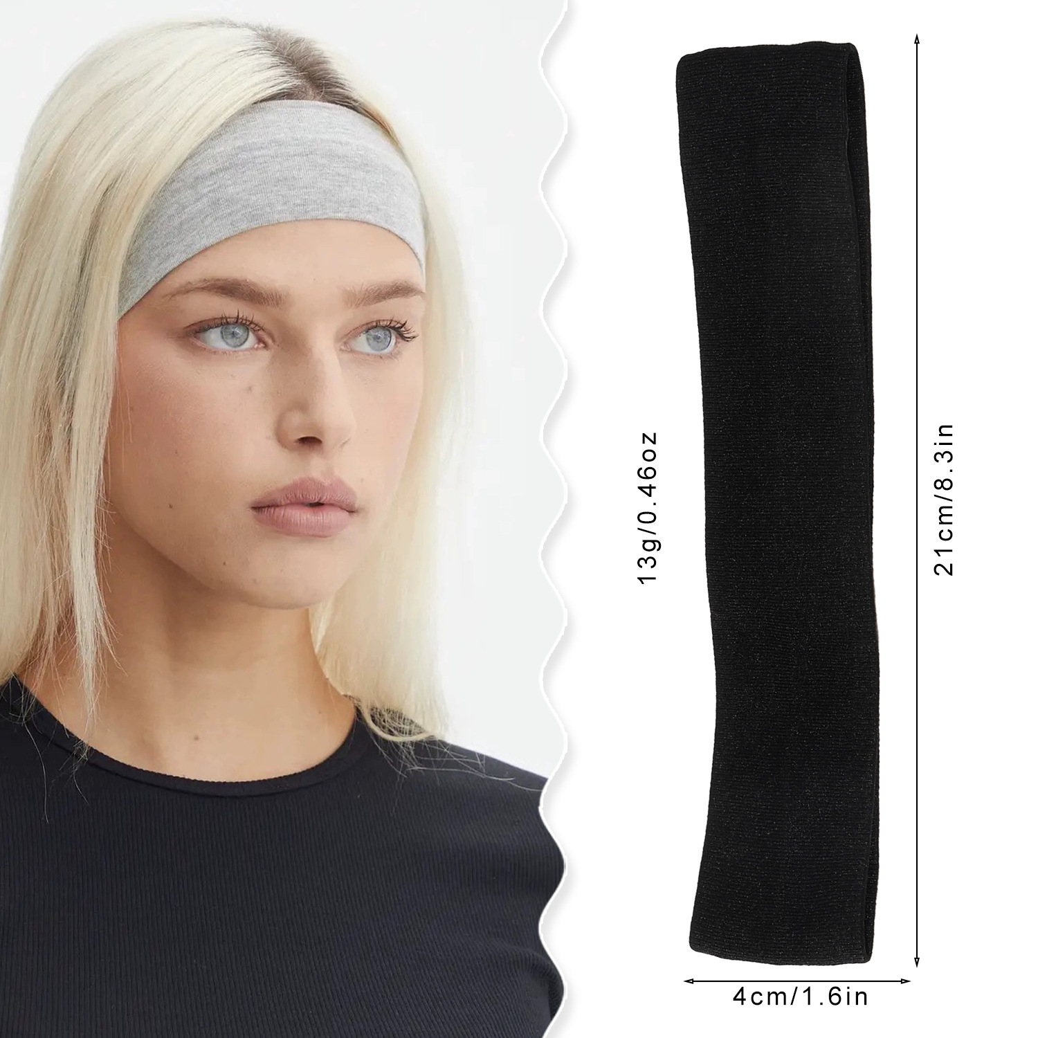 Wholesale of Qiyue Cross-border anti-slip face wash Hair Tie, knitted fabric headband, sweat-absorbing sports high-elasticity headscarf and hair accessories details Picture