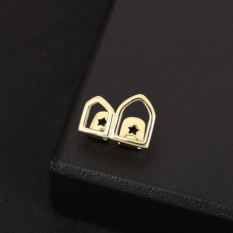 Cross-border best-selling hip-hop braces, HIPHOP double-engraved side teeth three-piece set, stage prop braces combination Specification drawing