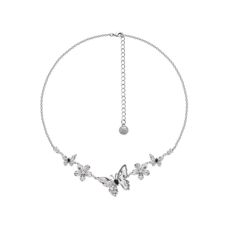 Ancient-style calligraphy and painting butterfly necklace for women, zircon that doesn't fade, light luxury and versatile sweater chain, light luxury and exquisite wholesale necklace trend Item Picture