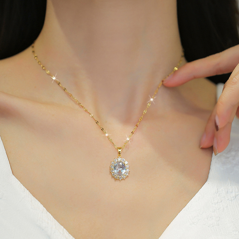 【 Set Combination 】 Egg-shaped horse eye luxurious and elegant zirconium necklace, a trendy women's collarbone chain manufacturer details Picture