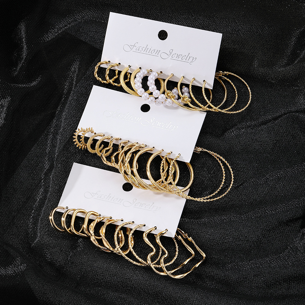 Cross-border bestseller metal twist chain earrings set creative simple earring geometric earrings earrings Specification drawing