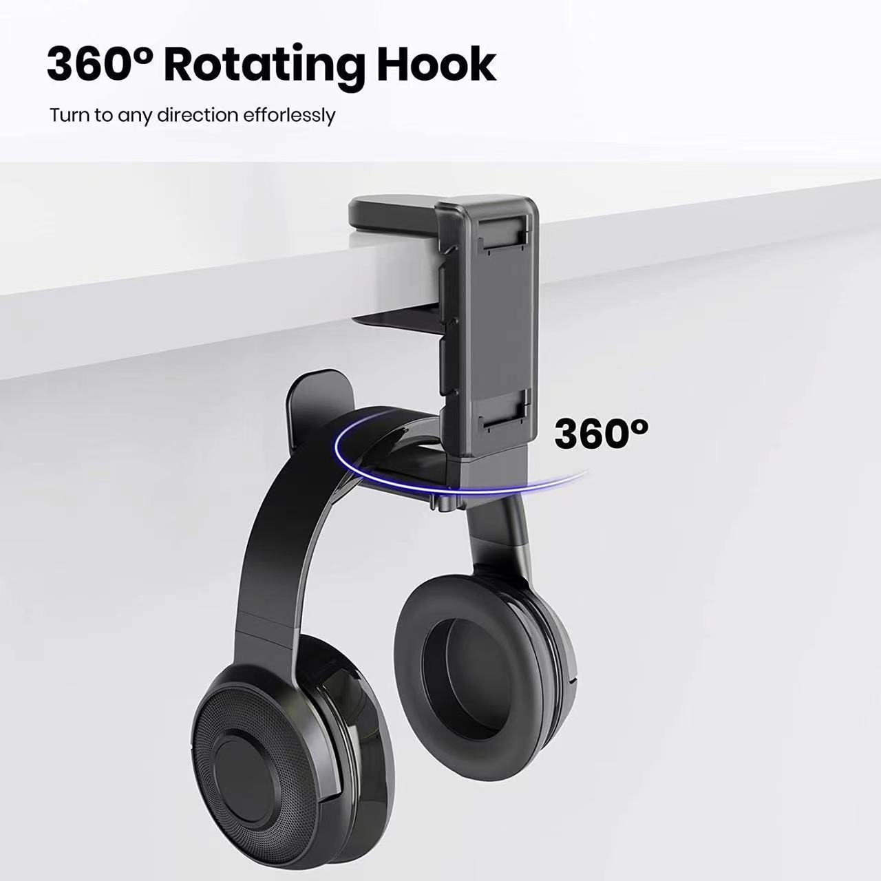 Amazon's best-selling private model 360-degree rotating headphone stand without drilling holes, with a ps5 game controller stand Specification drawing