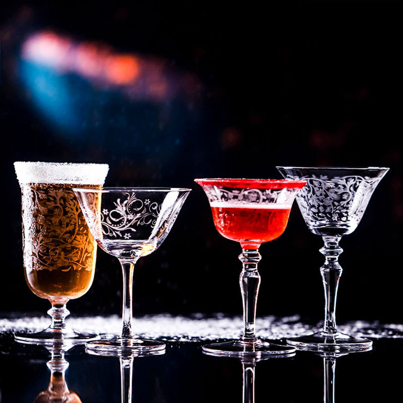 Japanese cocktail cups, grilled flower highball cups, light and thin series Martini cups, Singapore Commander cups, long drinking cups full figure