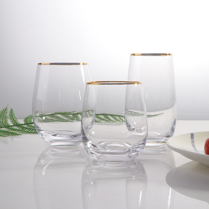 Electroplated glass egg cup factory direct sales, export creative red wine cups, home breakfast milk cups, egg-shaped cups Specification drawing
