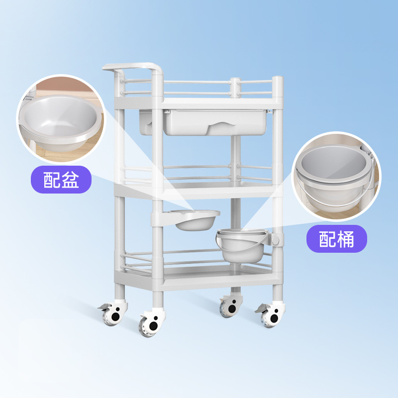 Small trolley, ABS plastic, beauty salon, mobile trolley, dressing change and care clinic, storage trolley, instrument and tool beauty Application Scenario