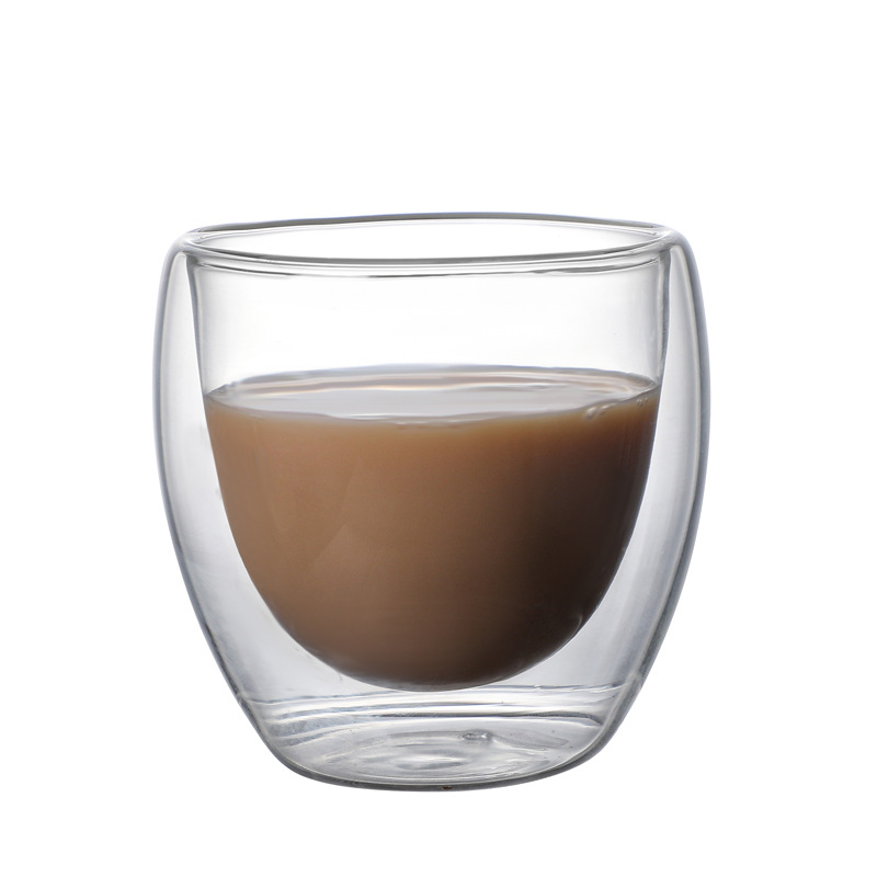 Customized double-layer insulated glass cups for home use, modern and simple high borosilicate transparent tea cups, milk beverage coffee cups Item Picture