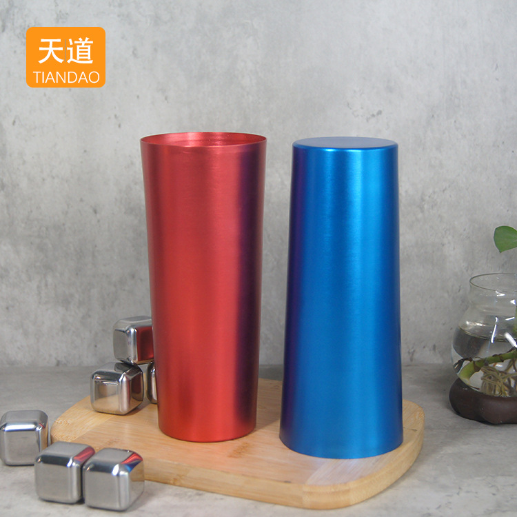 Factory wholesale of metal cups, cola cups, cold drink cups, anti-drop aluminum cups, creative food-grade alumina champagne cups details Picture
