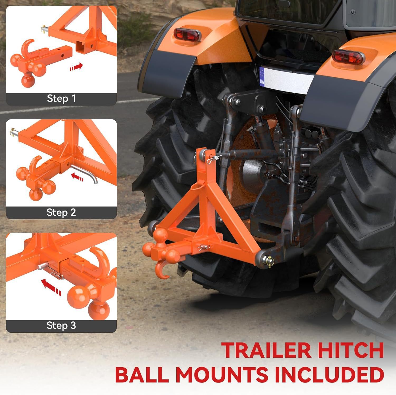 3.2 "Trailer hook receiver with towing ball hook heavy-duty tractor towing rod quick hook accessory full figure