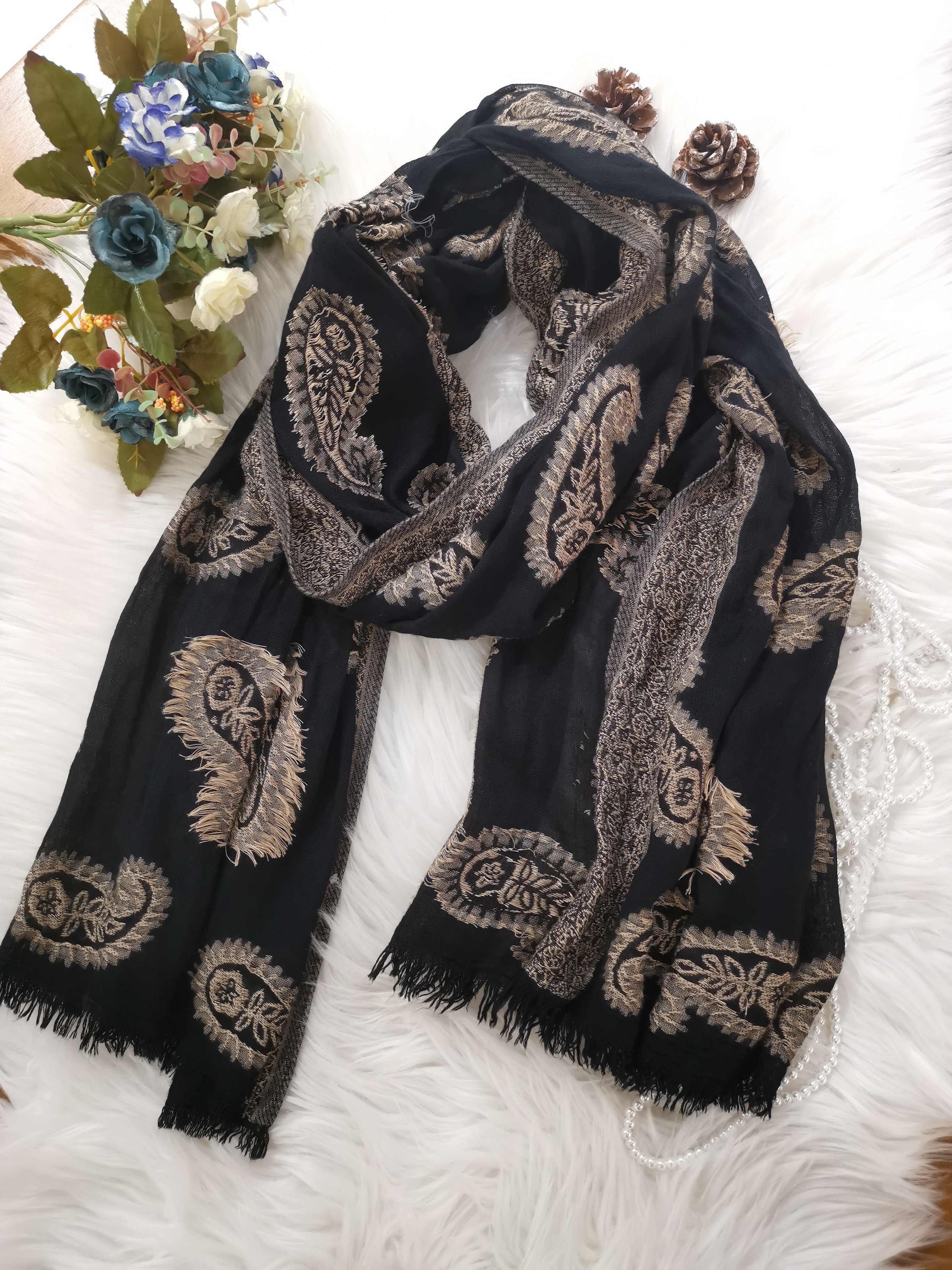 丝巾/国风/真丝丝巾/小方巾真丝/头巾女款长款穆斯林产品图