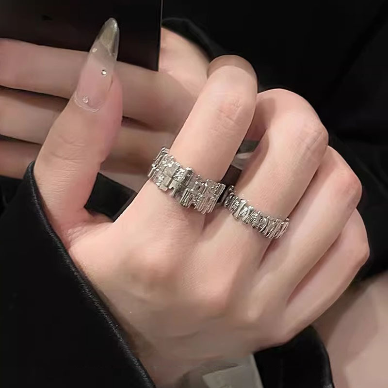 Irregular texture, cold style, niche design sense, open ring, women's fashion, individuality, food ring, Instagram trend, cool Specification drawing