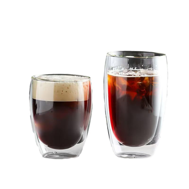Daily Special Sale household double-layer simple glass cup, high borosilicate transparent milk juice drink cup, heat-resistant coffee cup Item Picture