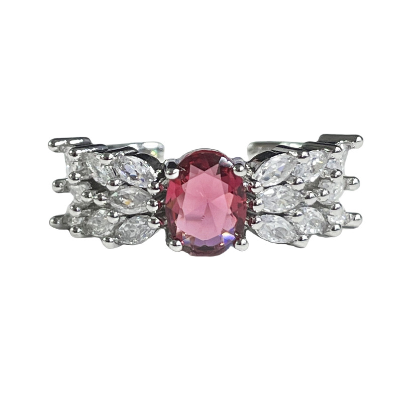 A fashionable, light luxury, niche and versatile red zircon open ring for women on Instagram, with a cold style, sweet and cool quality, and a trendy index finger ring Item Picture