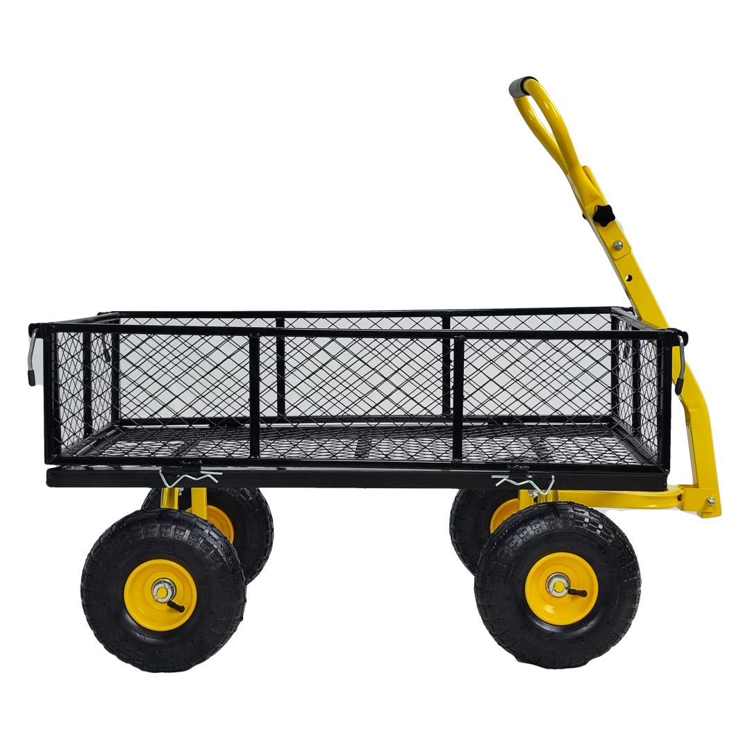 900lb detachable side traction handle steel outdoor towing practical four-wheel garden trolley Specification drawing