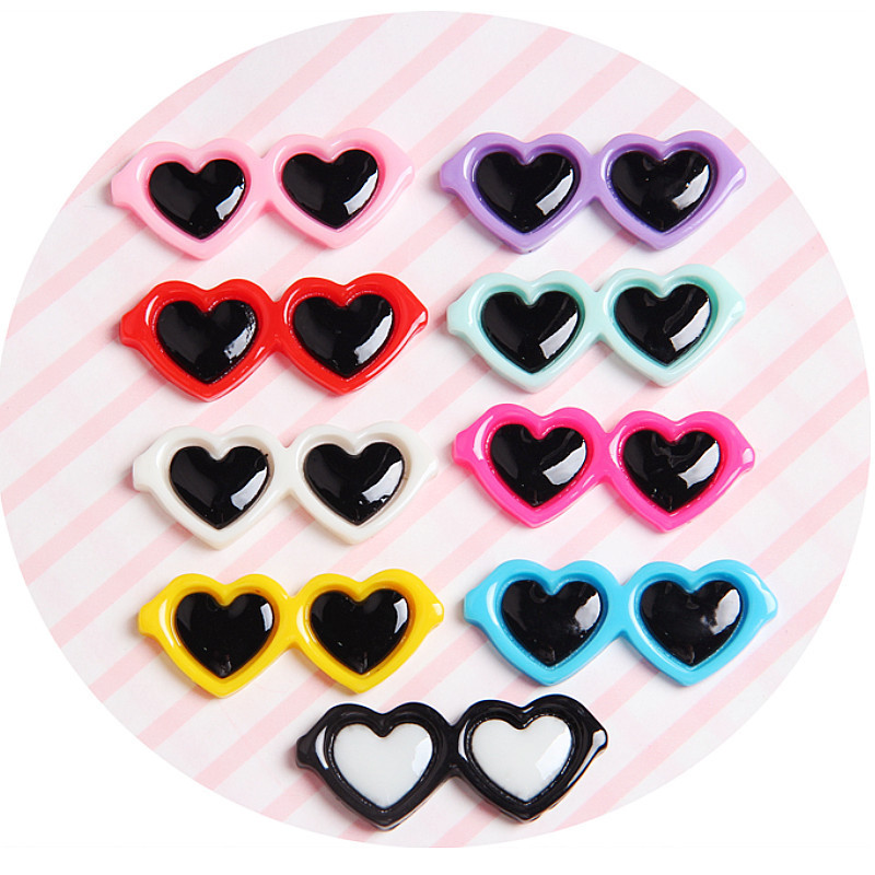 Cute heart-shaped mini glasses, resin accessories, diy ornaments, keychains, hair accessories, cream glue accessories, doll decorations Item Picture