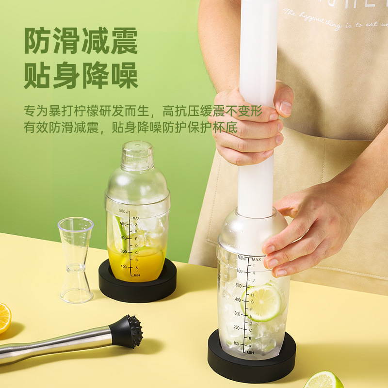 Shaker cup anti-slip mat, hand-beaten lemon tea shockproof mat, round thickened bar mat, special coaster for milk tea shops details Picture