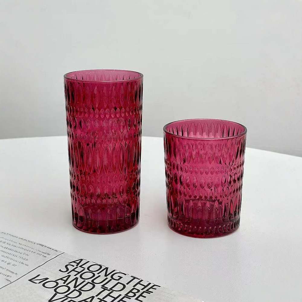 Ins-style embossed glass cups, Nordic light luxury retro household water cups, juice cups, milk beer glasses, whisky glasses Application Scenario