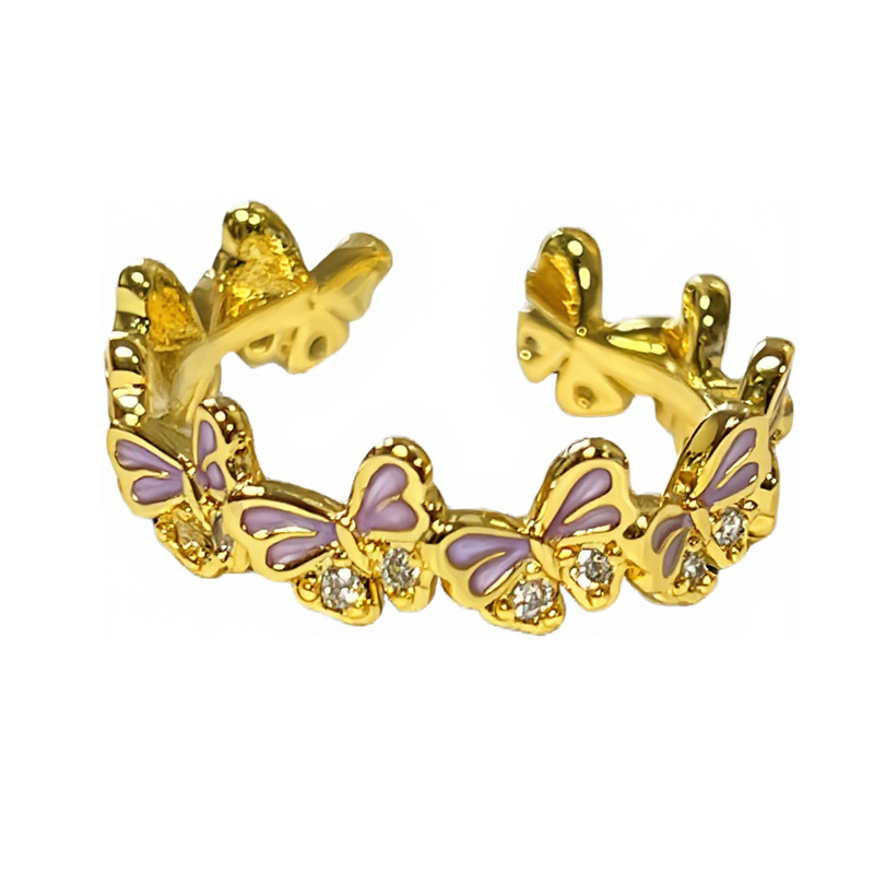 New light luxury, retro, fashionable and versatile colorful butterfly enamel ring with a unique design sense for women, a best friend ring Item Picture
