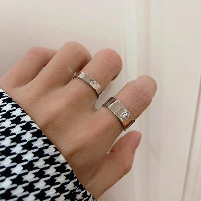 New irregular star-tipped zircon open ring for women, simple, fashionable, individual and niche couple rings, versatile rings Specification drawing
