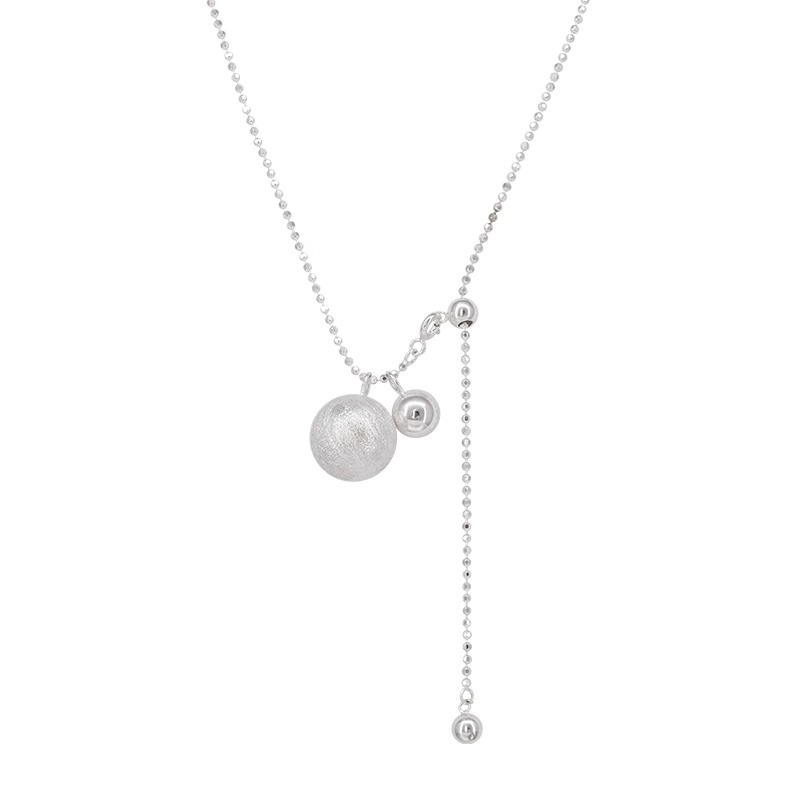 Minimalist round ball pull-out necklace for women, a light luxury, elegant and fashionable, versatile necklace and sweater chain Item Picture