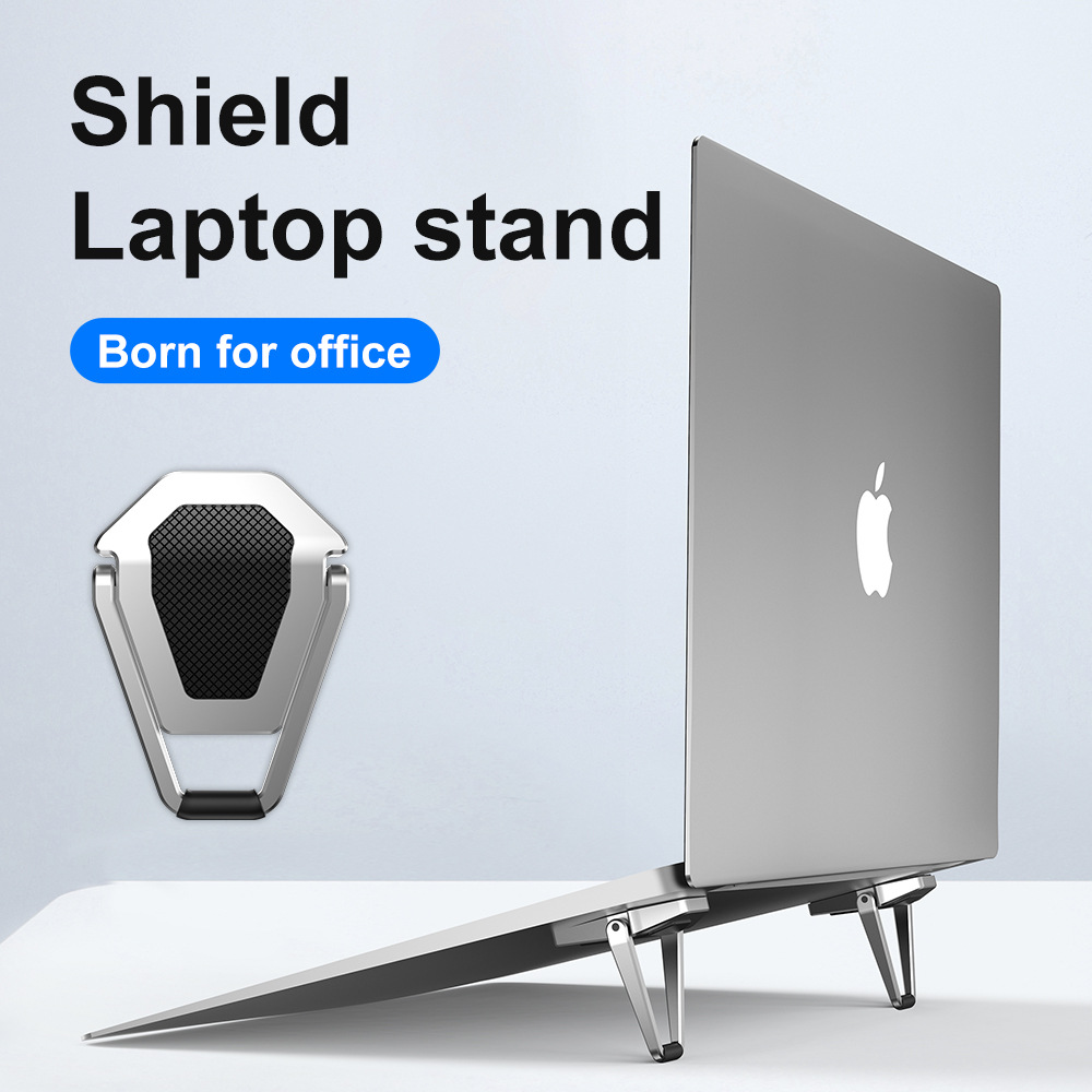 R-JUST original factory portable folding back sticker stand computer pad, high stand metal shield invisible notebook stand Application Scenario