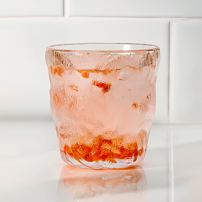 New glacier waterfall pattern glacier cup glass cup wholesale, popular creative thickened glass cup, high appearance level bark cup full figure