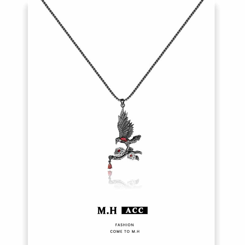 Original design crow rose necklace, dark Gothic style for women, fashionable and high-end, light luxury and niche collarbone chain full figure