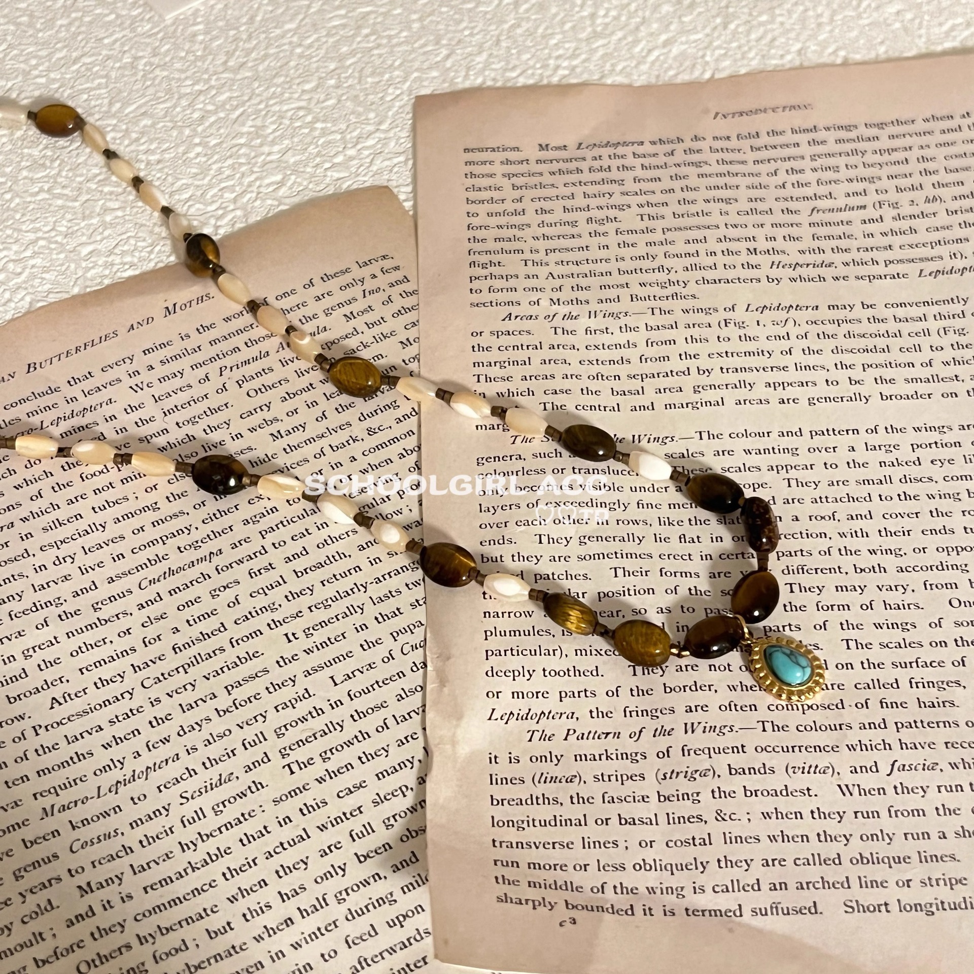 Instagram niche beaded Meillard turquoise handcrafted beaded stone necklace, Korean version of the blogger's commuting collarbone chain Specification drawing