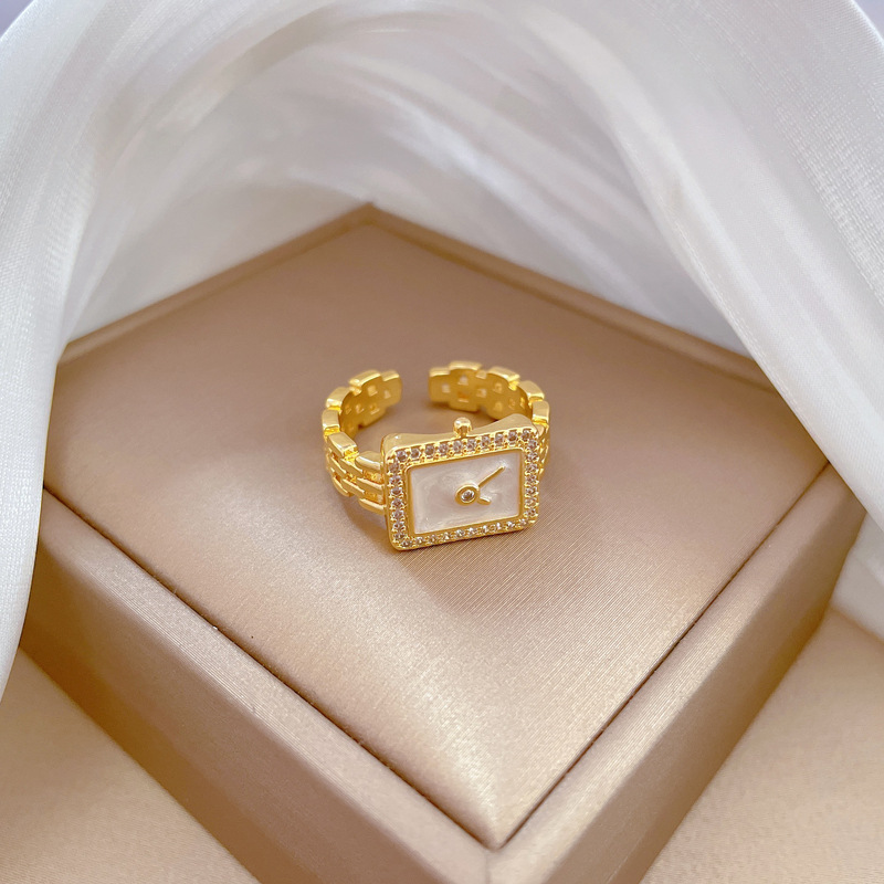 【 Real Gold 】 A simple Japanese-style wristwatch with adjustable zirconia ring opening. It is a Japanese-style ring for couples Specification drawing