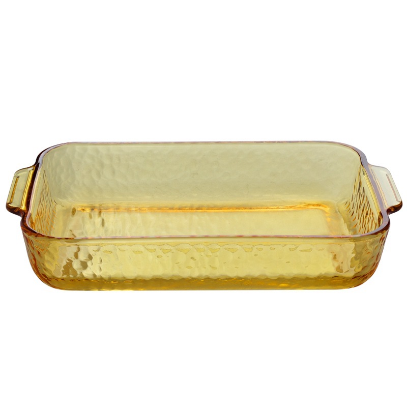 Korean InS-style amber glass baking tray, heat-resistant glass plate, fruit plate, salad plate, Western cuisine Item Picture
