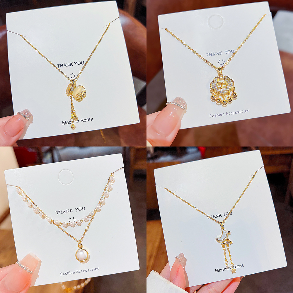 Dongdaemun trendy accessories, niche design style, collarbone chain, non-fading titanium steel necklace, women's light luxury versatile necklace full figure