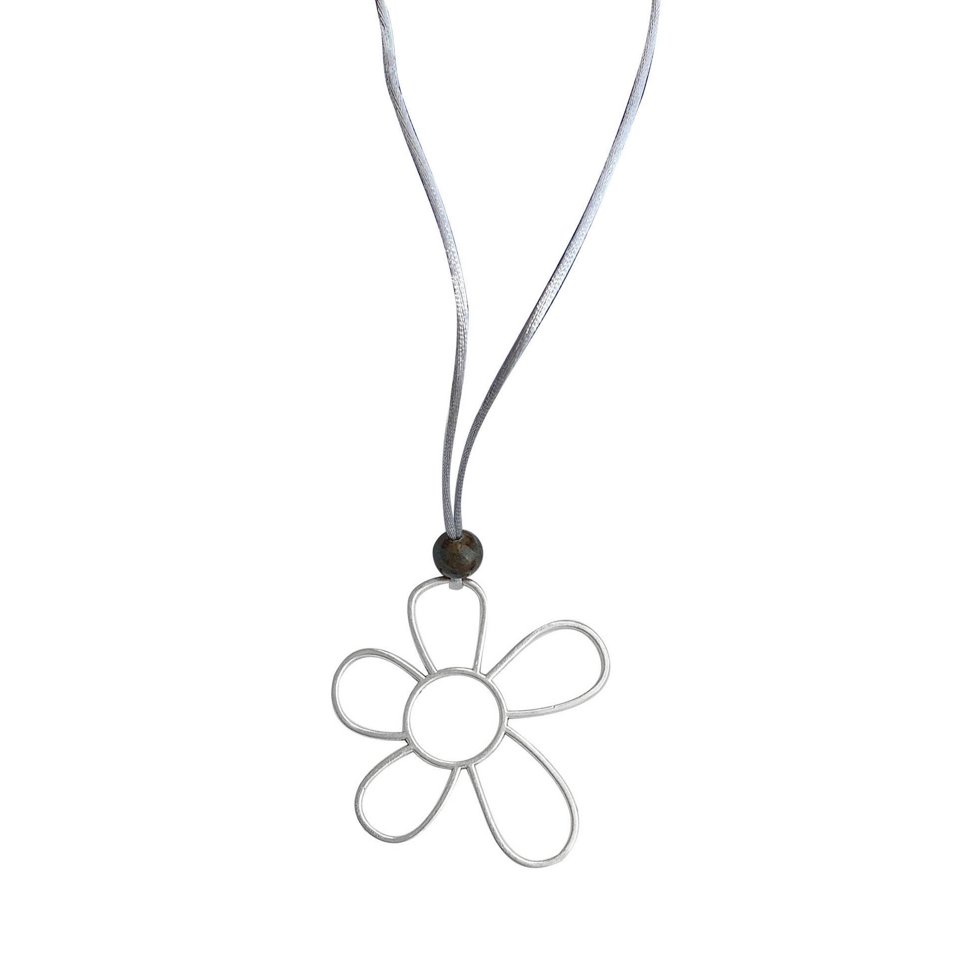 Korean-style, elegant, hollowed-out silver flower stacked necklace, Baroque pearl pendant, collarbone chain, simple sweater chain Item Picture
