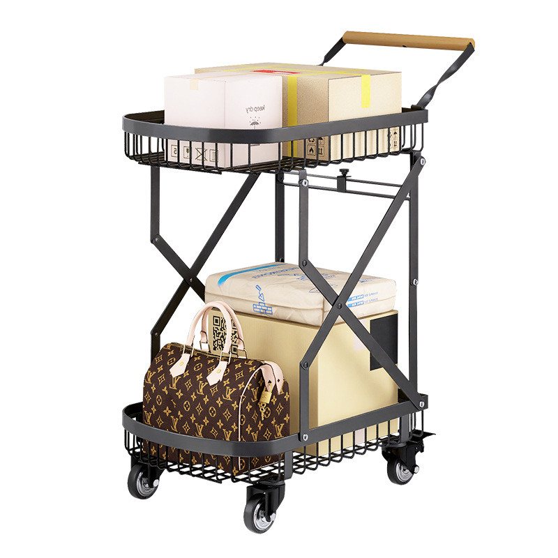 Manufacturer wholesale double-layer foldable portable trolleys, luggage express delivery, camping transport vehicles, and popular street vending trolleys Item Picture
