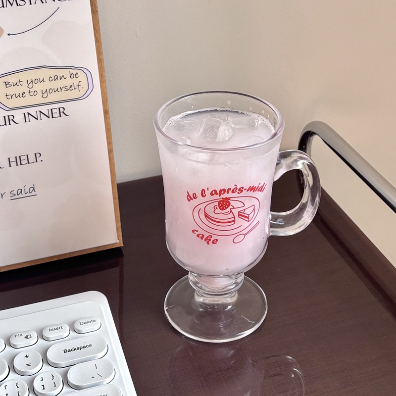 High appearance level, ins girl heart, glass cup with handle, juice cup, latte coffee cup, household water cup, milk cup Specification drawing