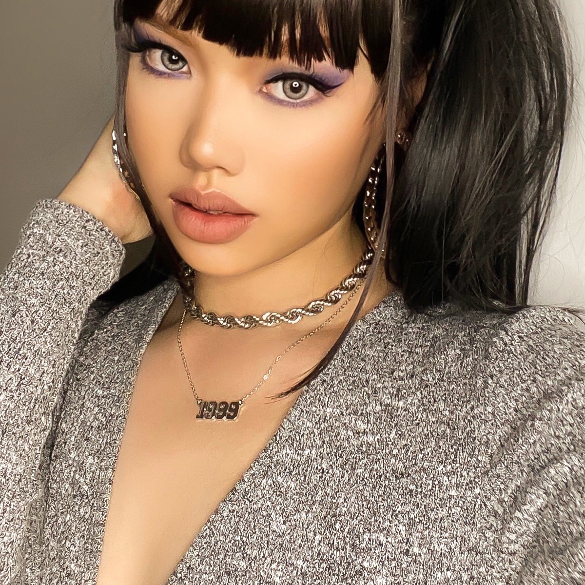 European and American cross-border jewelry, simple and retro twist chain necklace, versatile and personalized for women, letter 1999 pendant necklace Specification drawing