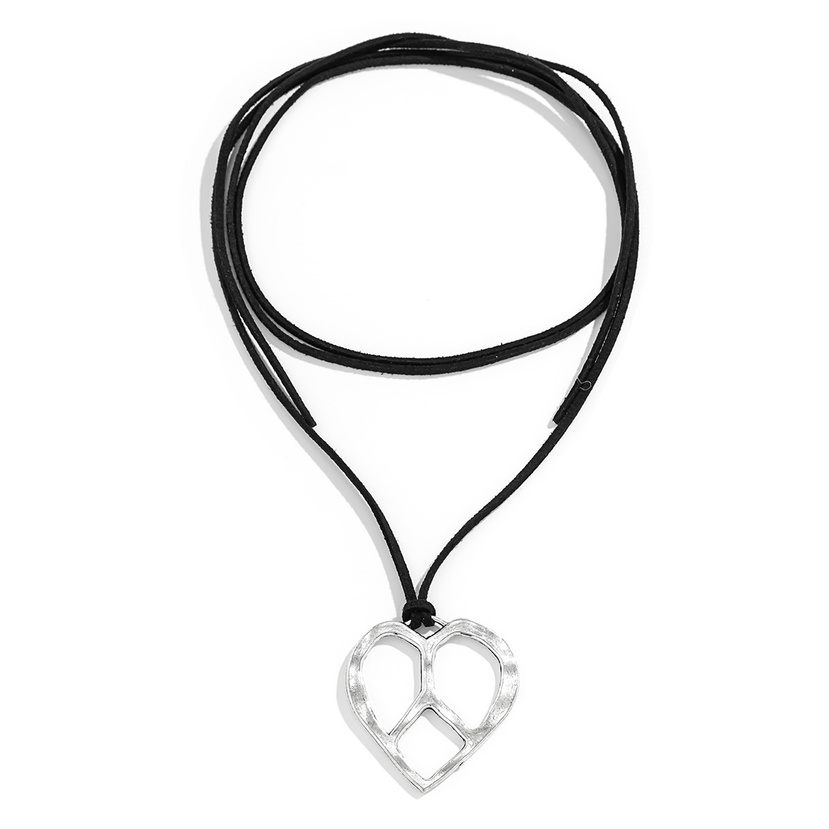 European and American cross-border accessories: simple and adjustable velvet wax thread necklace exaggerated sweet and cool big heart collar for women Item Picture