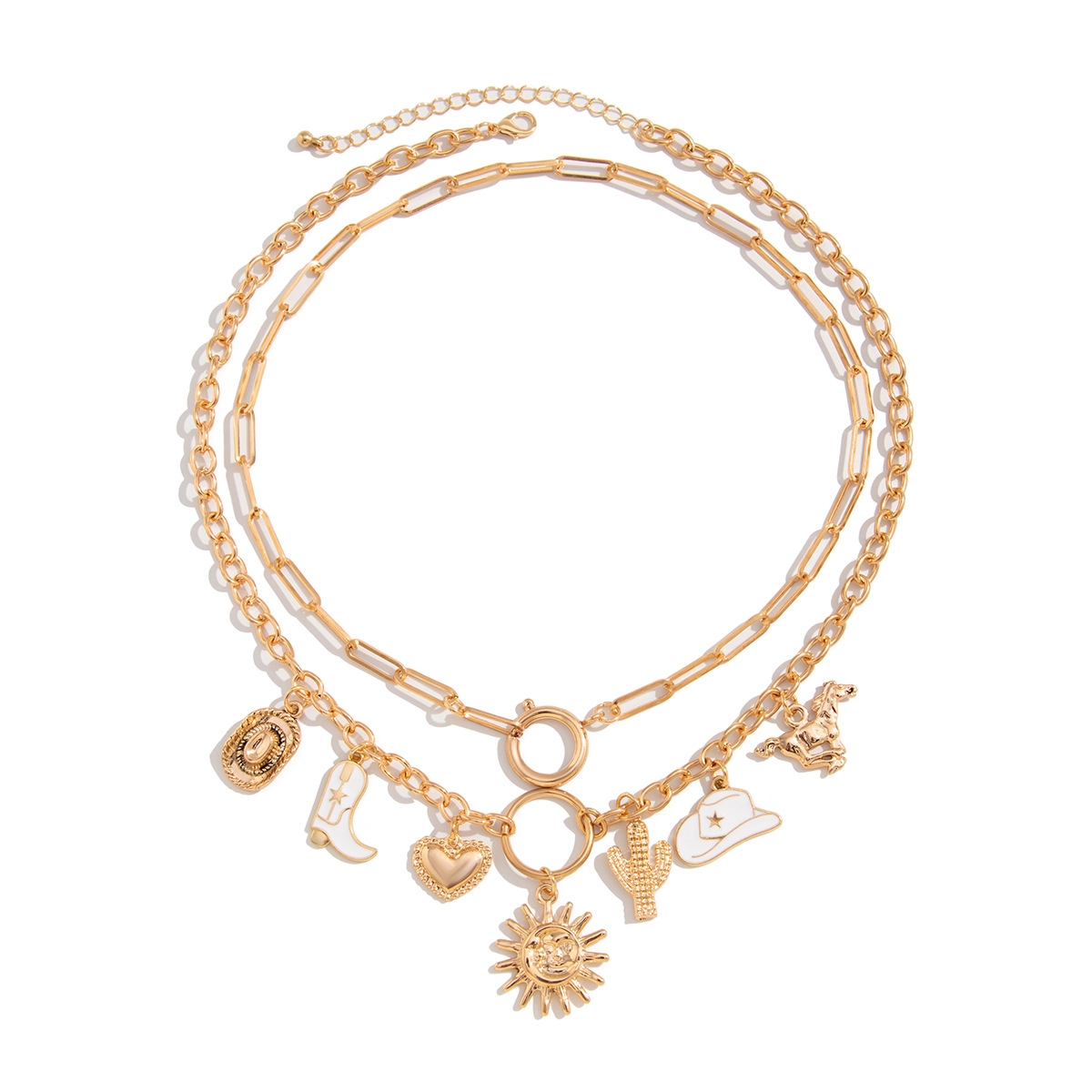 European and American cross-border jewelry Summer Beach series pendant necklace, vacation style heart sun cross chain, collarbone chain Item Picture