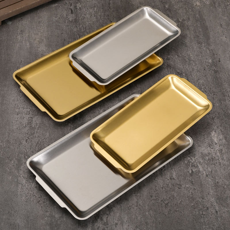 304 stainless steel Korean barbecue plate, square plate, barbecue plate, thickened plate, rectangular vegetable plate, household flat bottom tray Application Scenario