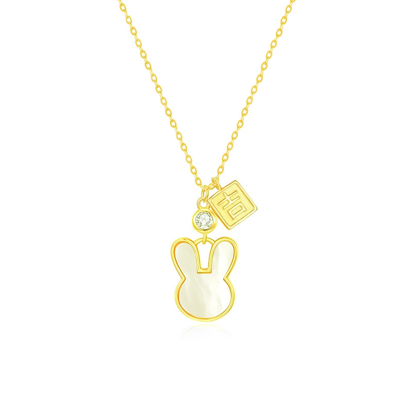 Jixiang Rabbit titanium steel Necklace for women's light luxury and niche, mother-of-pearl Rabbit pendant, design sense collarbone chain wholesale Item Picture