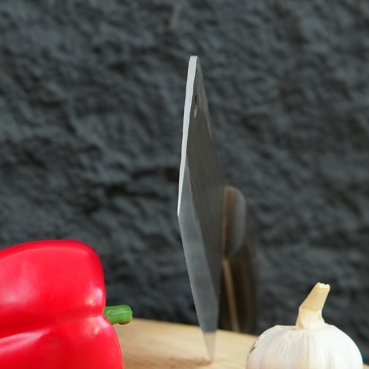 The 2024 new Longshui household kitchen knife, slicing knife, hand-forged and hammered texture, is a special kitchen knife for cutting vegetables and meat details Picture