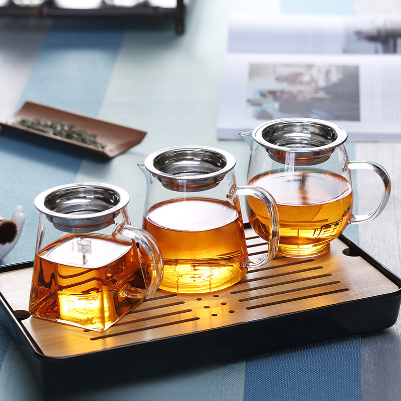 Wholesale of fair cup manufacturers, transparent and heat-resistant tea dispensers with tea strainers, custom-made large-capacity glass fair cup sets details Picture