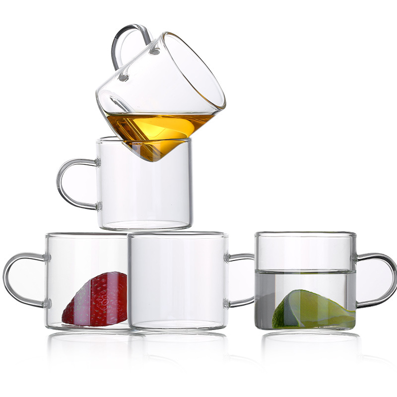 Thickened glass cups, high-temperature resistant tea cups, tea tasting cups with handles, household high-appearance-level gift cups, tea brewing cups wholesale full figure